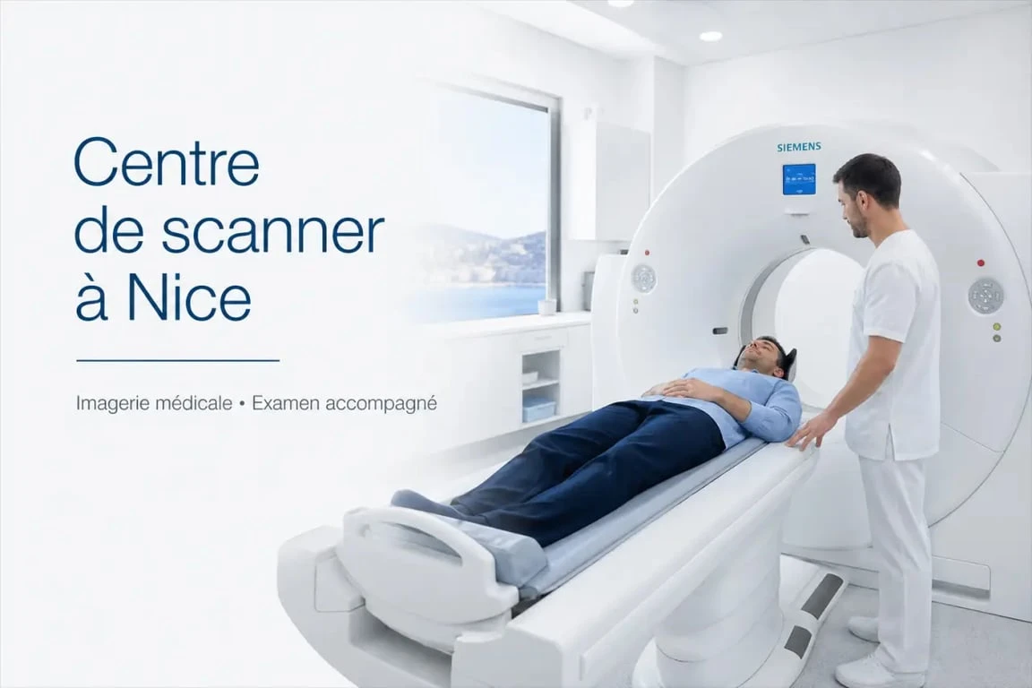 Scanner Nice dans un centre d’imagerie médicale moderne avec patient et équipe soignante