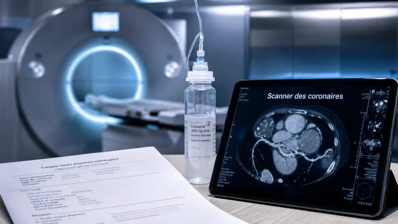 Scanner des coronaires : compte rendu et coupe vasculaire